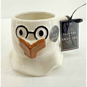 Cobwebs & Cauldrons Coffee Mug Ghost Reading Book Halloween Bookworm Spooky Rare
